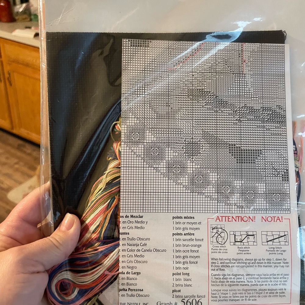 Cat Cross-Stitch Kit - Black, White, Tan - Picture 2 of 2